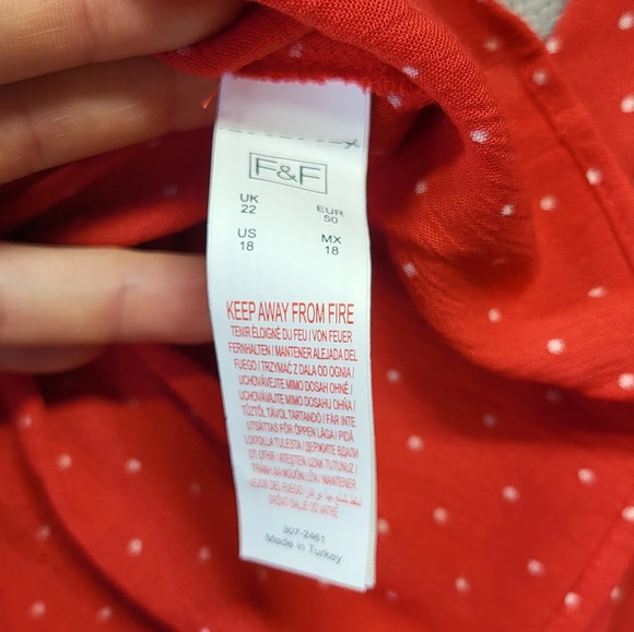 Casual Collection by F&F Polka Dot Top Flowy Button-up Red Coquette Ruffle - Picture 6 of 14